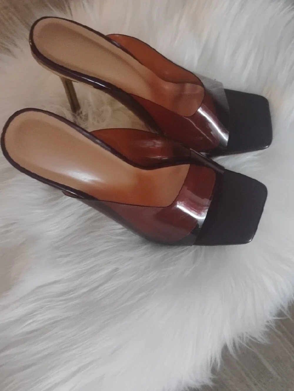 Italian Brown Transparent Slide Heel✨❤️